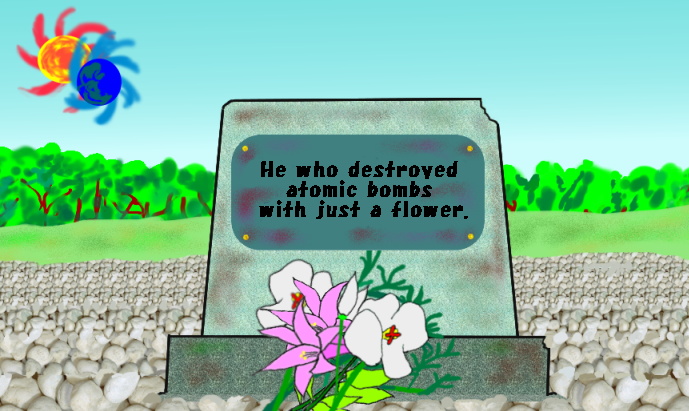 His grave is covered with flowers.