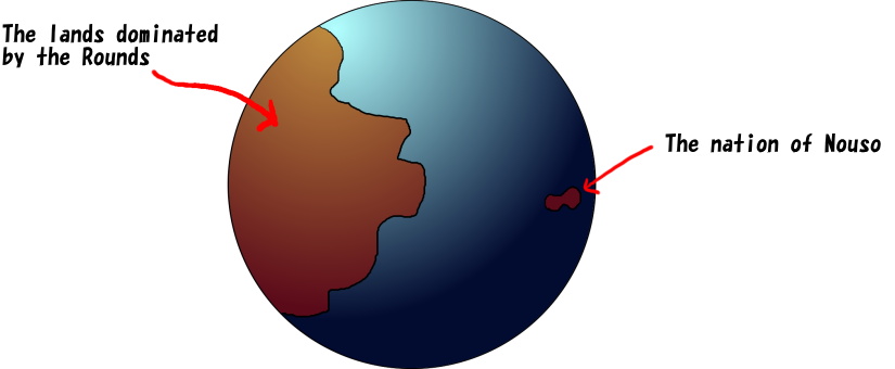 The lands dominated by the Rounds and the nation of Nouso 