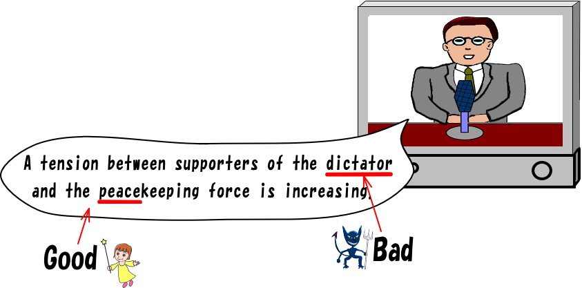 A tension between supporters of the dictator(bad) and the peacekeeping(good) force is increasing.