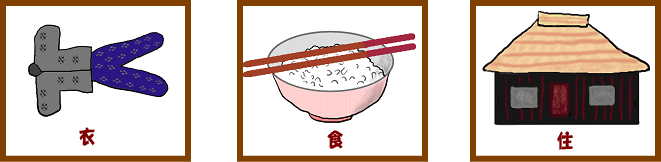 衣食住の絵（イラスト）