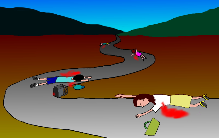 many corpses on the road