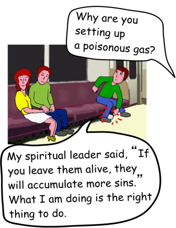 A believer is setting a poisonous gas in a train.