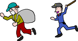 A police man is chasing a theft.