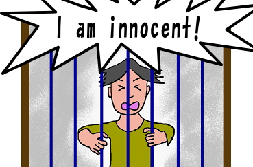 This illustration depicts someone imprisoned due to a false accusation.