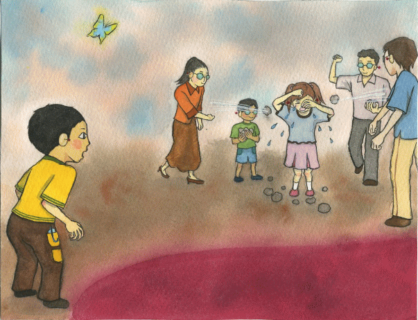a picture of bullying in watercolors